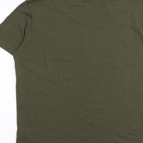 Marks and Spencer Womens Green 100% Cotton Basic T-Shirt Size 12 Round Neck