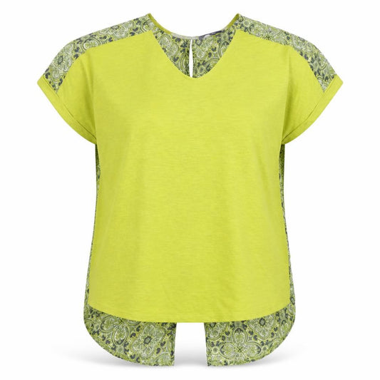 Front view of Next women’s multicoloured geometric viscose basic blouse, size UK 14, v-neck