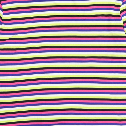 Marks and Spencer Womens Multicoloured Striped 100% Cotton Basic T-Shirt Size 16 Round Neck