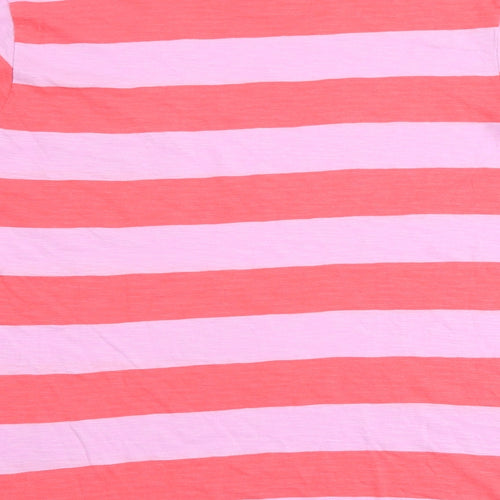 Marks and Spencer Womens Multicoloured Striped 100% Cotton Basic T-Shirt Size 14 Round Neck
