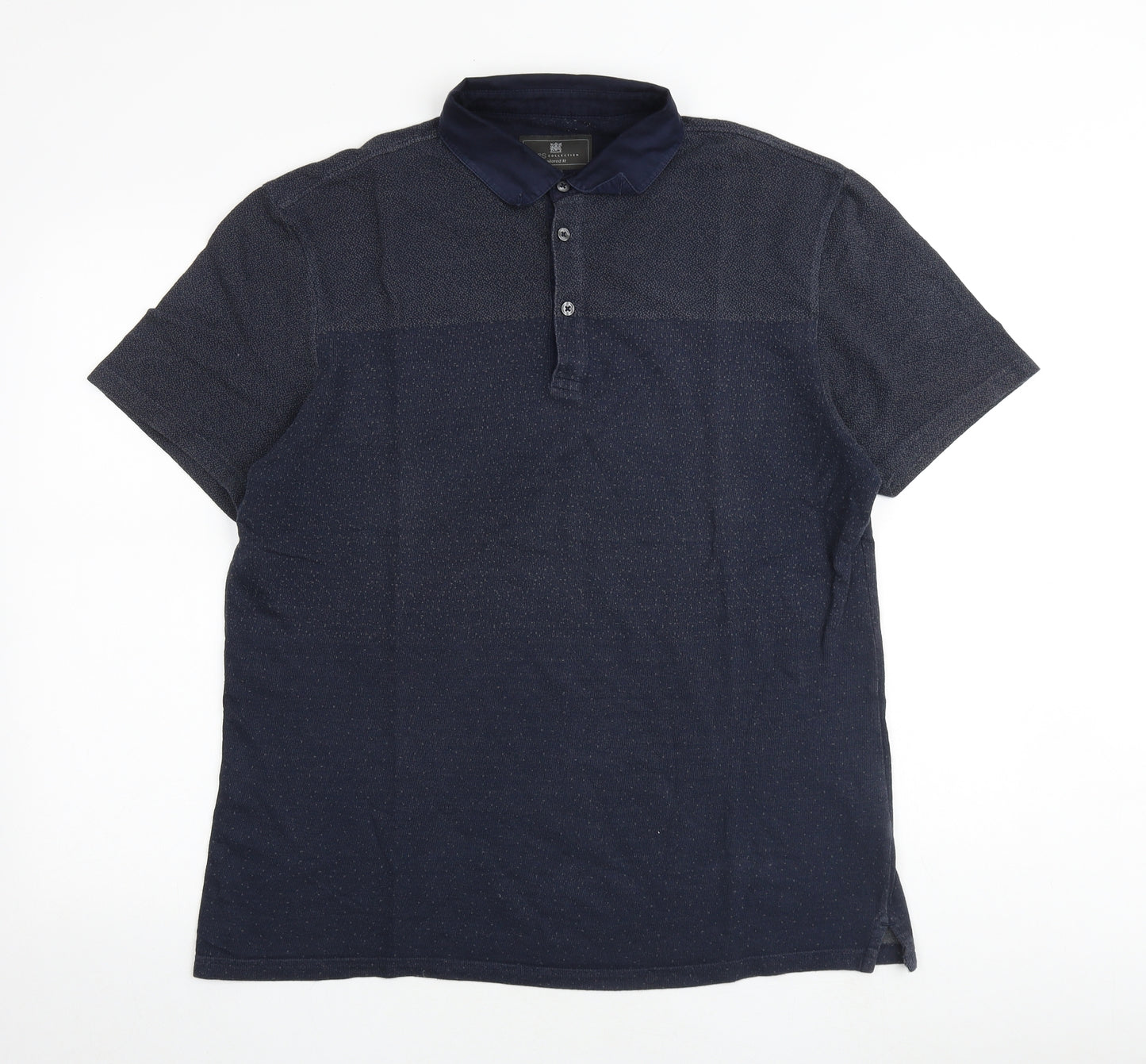Marks and Spencer Mens Blue Polyester Polo Size L Collared Button