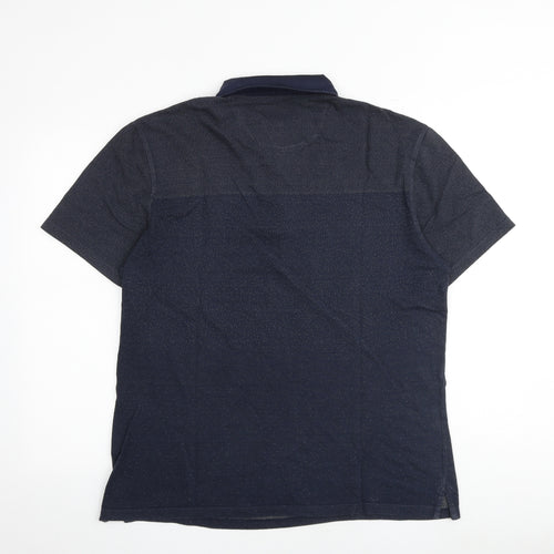 Marks and Spencer Mens Blue Polyester Polo Size L Collared Button