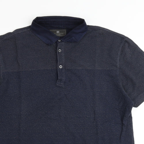 Marks and Spencer Mens Blue Polyester Polo Size L Collared Button