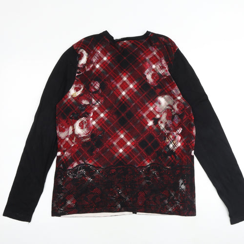 Betty Barclay Womens Multicoloured Round Neck Argyle/Diamond Viscose Cardigan Jumper Size 14