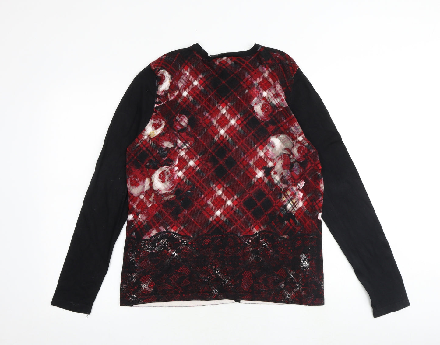 Betty Barclay Womens Multicoloured Round Neck Argyle/Diamond Viscose Cardigan Jumper Size 14