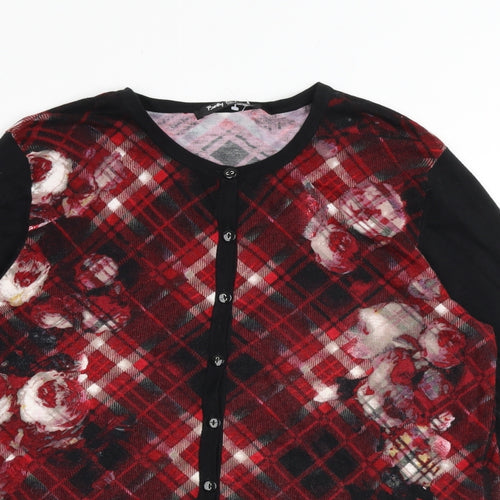 Betty Barclay Womens Multicoloured Round Neck Argyle/Diamond Viscose Cardigan Jumper Size 14