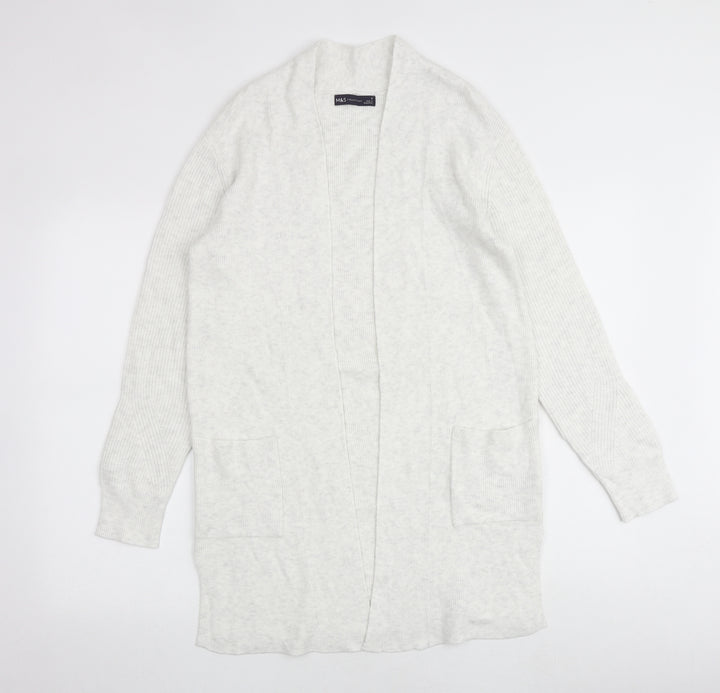 Marks and Spencer Womens Grey V-Neck Viscose Cardigan Jumper Size 8