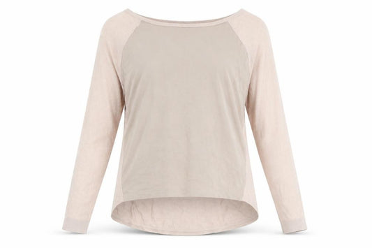 Front view of Warehouse women’s pink round neck viscose jumper, size UK 10