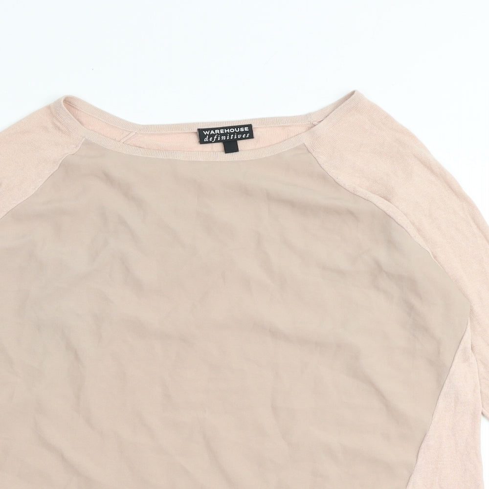 Warehouse Womens Pink Round Neck Viscose Pullover Jumper Size 10