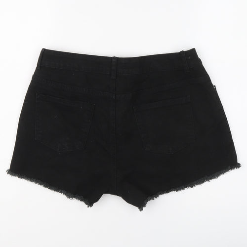 Denim & Co. Womens Black Cotton Cut-Off Shorts Size 14 L3 in Regular Button - Mid rise