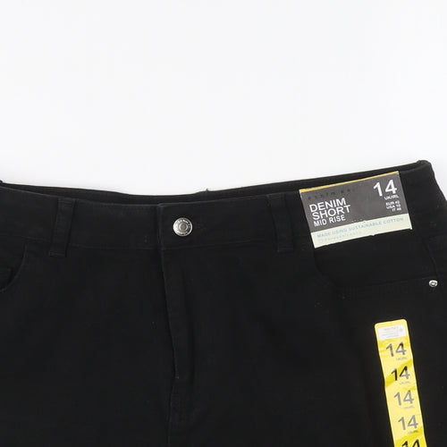 Denim & Co. Womens Black Cotton Cut-Off Shorts Size 14 L3 in Regular Button - Mid rise
