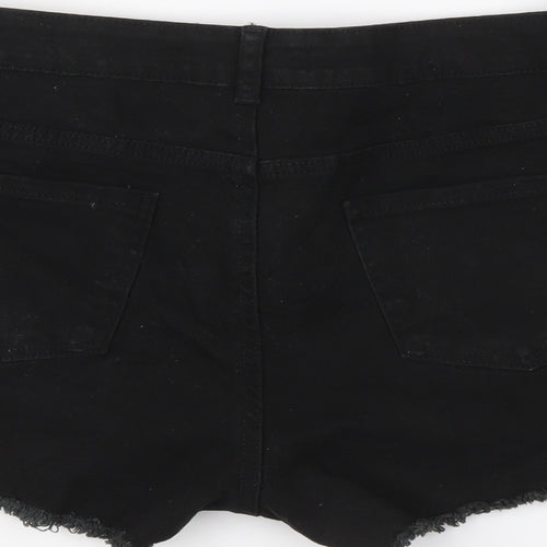 Denim & Co. Womens Black Cotton Cut-Off Shorts Size 14 L3 in Regular Button - Mid rise