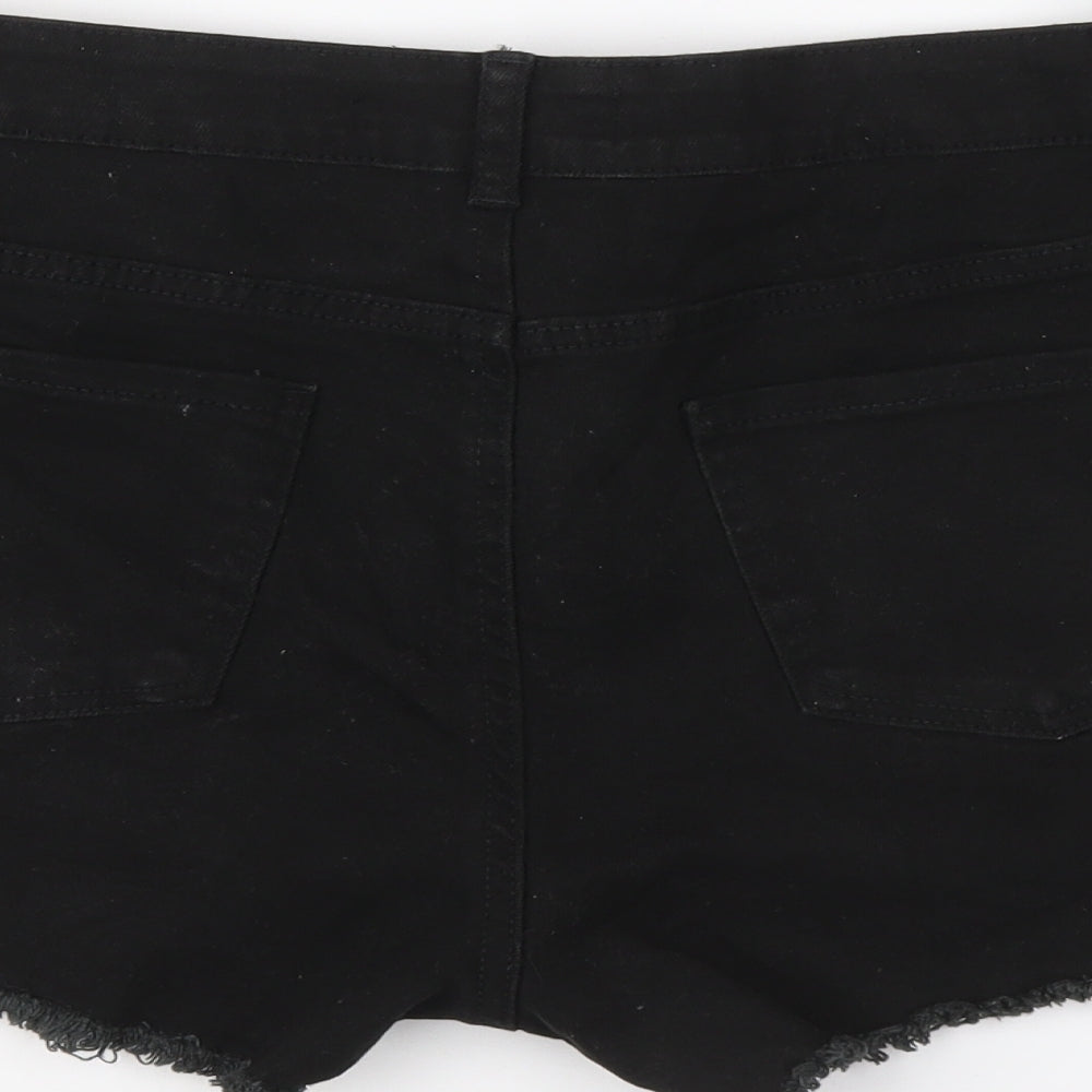 Denim & Co. Womens Black Cotton Cut-Off Shorts Size 14 L3 in Regular Button - Mid rise