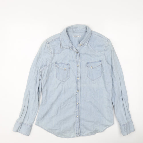 Gap Womens Blue Cotton Basic Button-Up Size S Collared