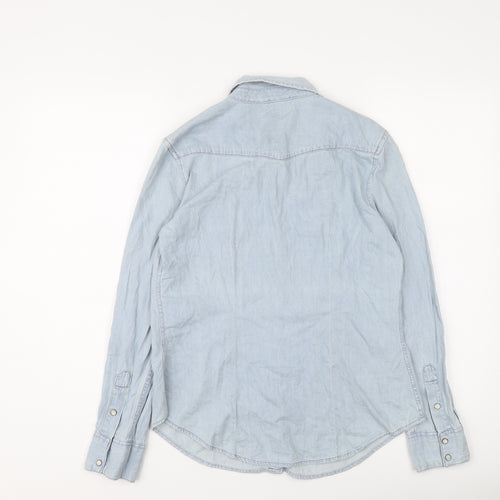 Gap Womens Blue Cotton Basic Button-Up Size S Collared