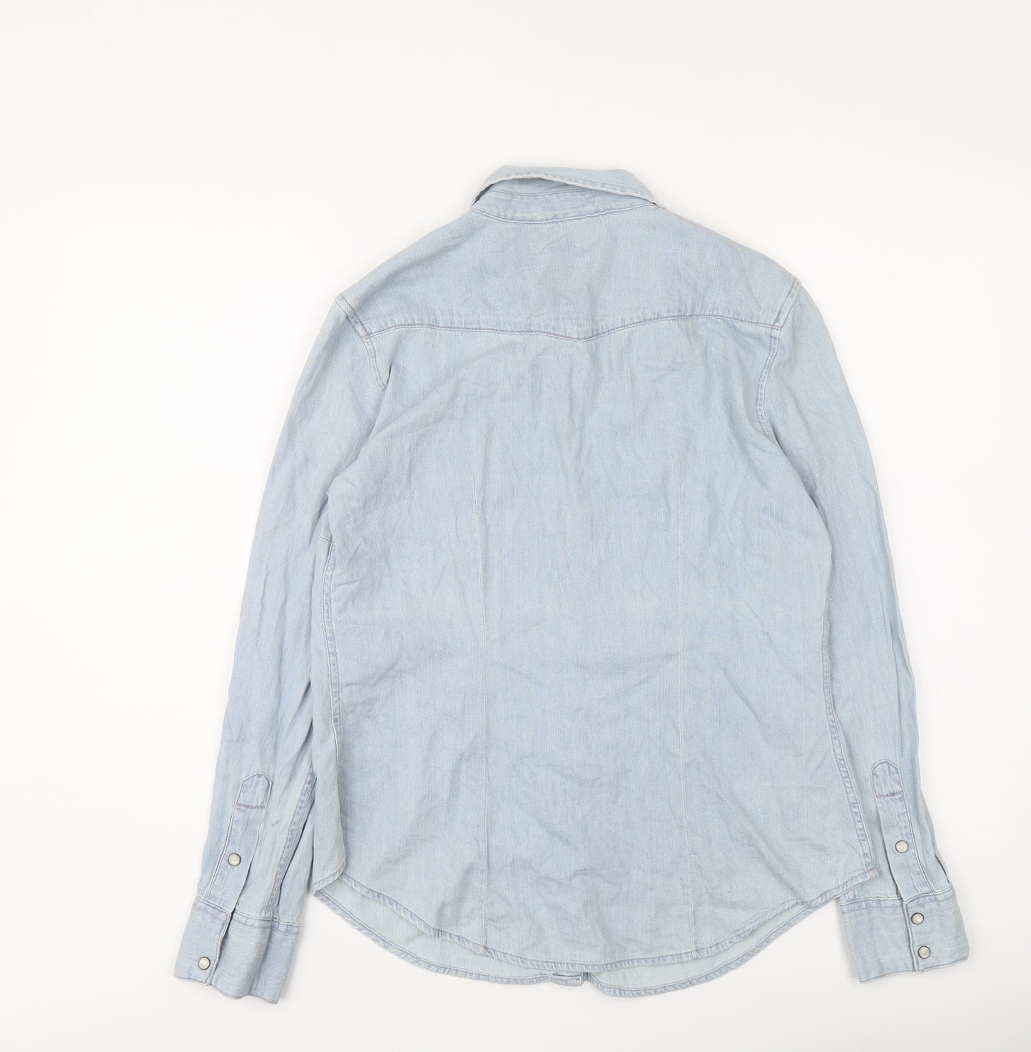 Gap Womens Blue Cotton Basic Button-Up Size S Collared