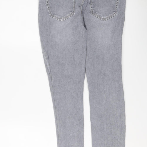 Zara Womens Grey Cotton Skinny Jeans Size 14 L28 in Regular Button