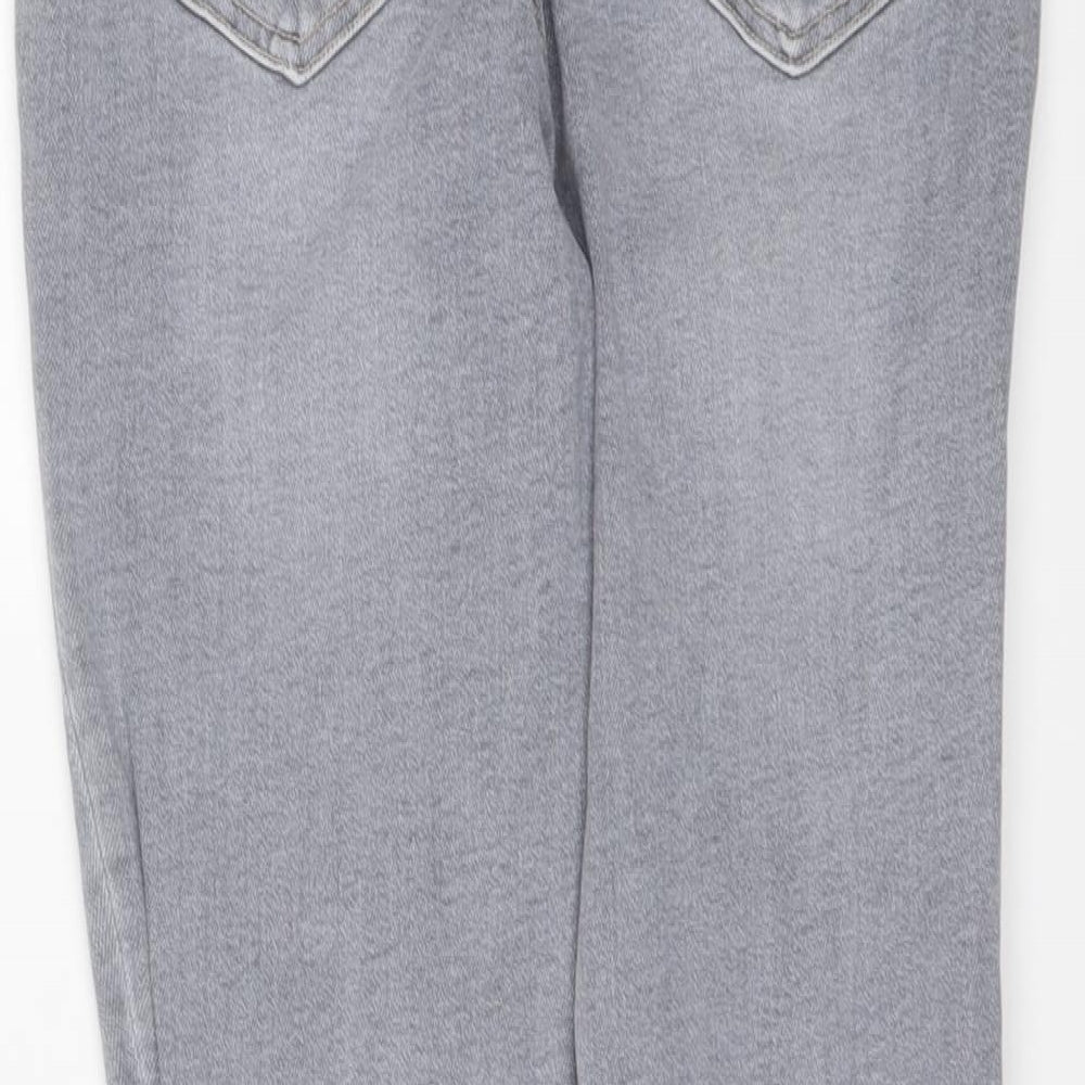 Zara Womens Grey Cotton Skinny Jeans Size 14 L28 in Regular Button