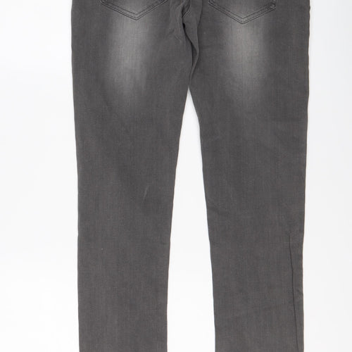 Enzo Mens Grey Cotton Straight Jeans Size 30 in L29 in Slim Button