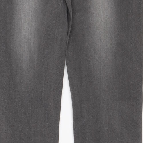 Enzo Mens Grey Cotton Straight Jeans Size 30 in L29 in Slim Button
