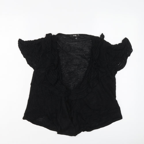 Marks and Spencer Womens Black V-Neck Linen Cardigan Jumper Size 14