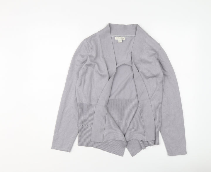 Monsoon Womens Grey V-Neck Nylon Cardigan Jumper Size 12