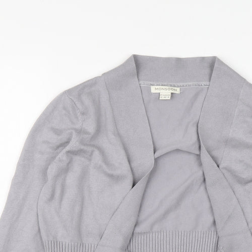 Monsoon Womens Grey V-Neck Nylon Cardigan Jumper Size 12