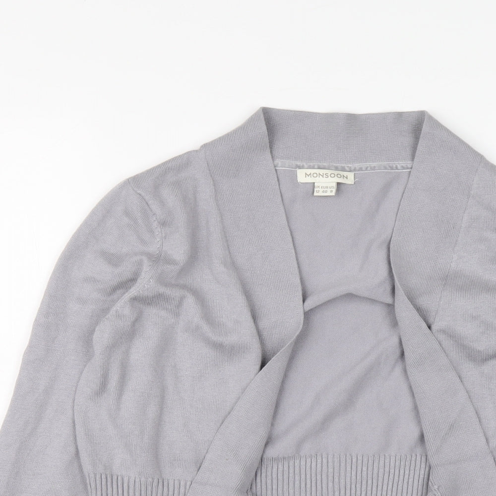 Monsoon Womens Grey V-Neck Nylon Cardigan Jumper Size 12