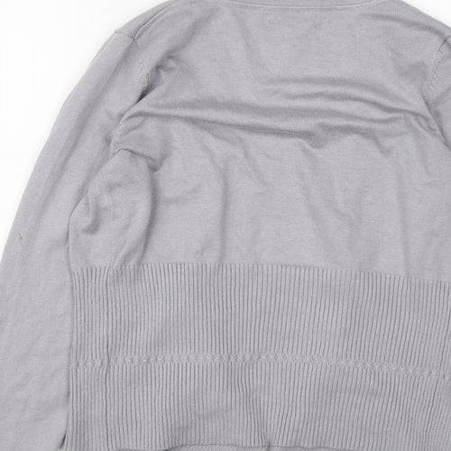 Monsoon Womens Grey V-Neck Nylon Cardigan Jumper Size 12