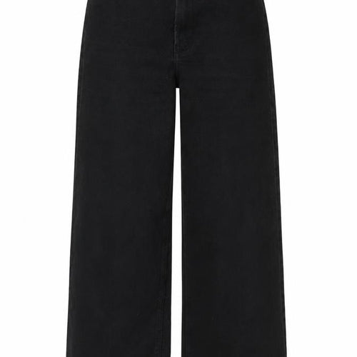 H&M Womens Black Cotton Wide-Leg Jeans Size 4 L24 in Regular Button