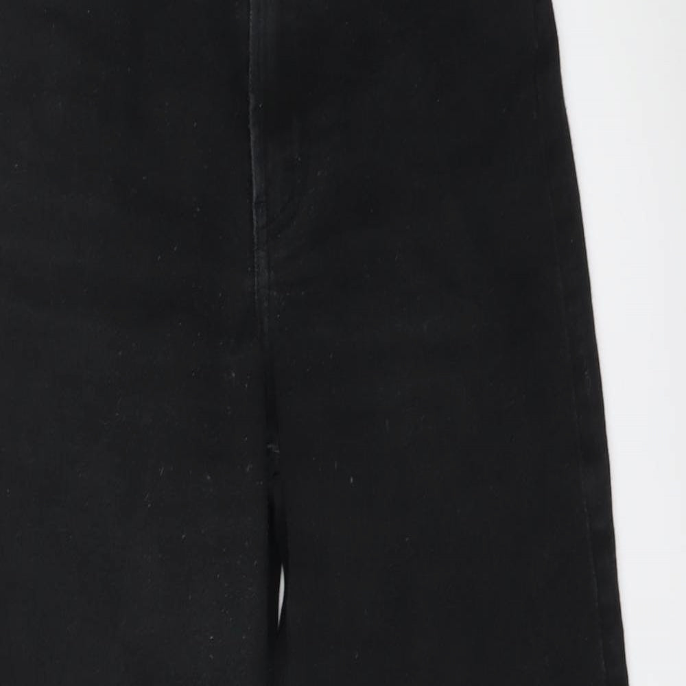 H&M Womens Black Cotton Wide-Leg Jeans Size 4 L24 in Regular Button