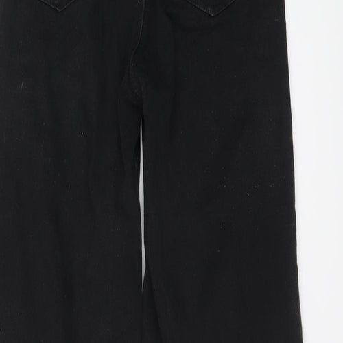 H&M Womens Black Cotton Wide-Leg Jeans Size 4 L24 in Regular Button