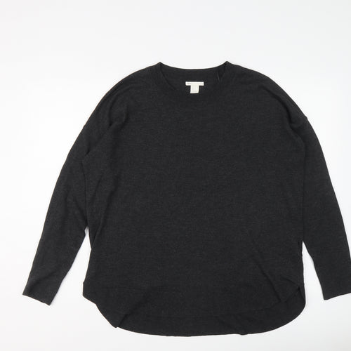 H&M Womens Grey Round Neck Polyester Pullover Jumper Size M