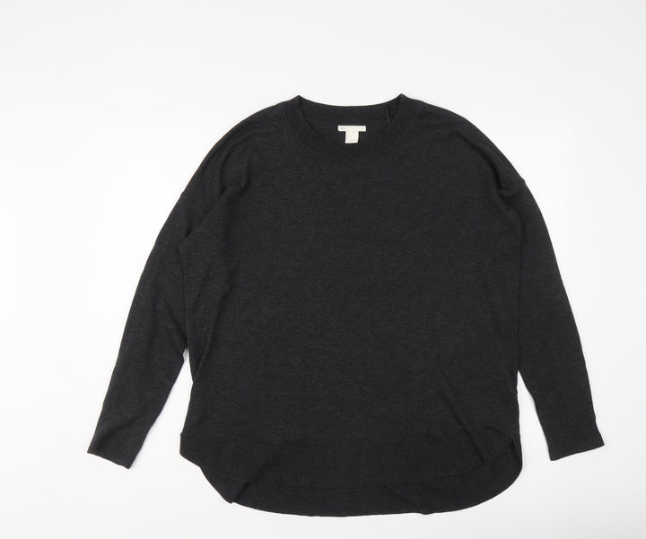 H&M Womens Grey Round Neck Polyester Pullover Jumper Size M