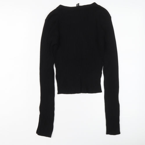H&M Womens Black V-Neck Viscose Pullover Jumper Size XS