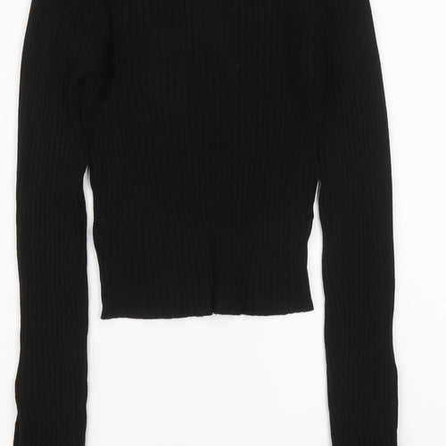 H&M Womens Black V-Neck Viscose Pullover Jumper Size XS