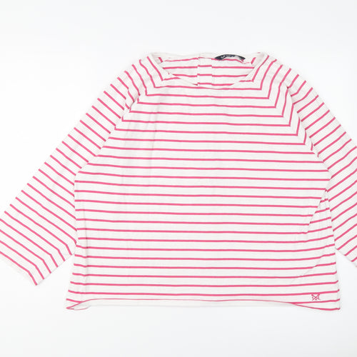 Crew Clothing Womens Pink Striped Cotton Basic T-Shirt Size 18 Round Neck