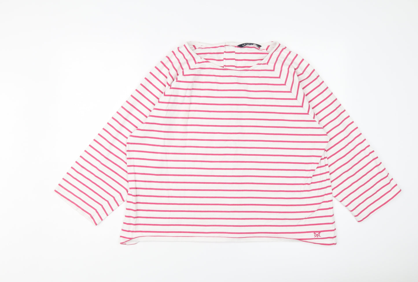 Crew Clothing Womens Pink Striped Cotton Basic T-Shirt Size 18 Round Neck