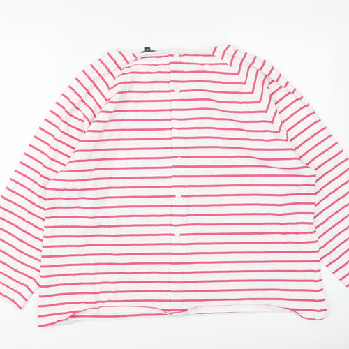 Crew Clothing Womens Pink Striped Cotton Basic T-Shirt Size 18 Round Neck