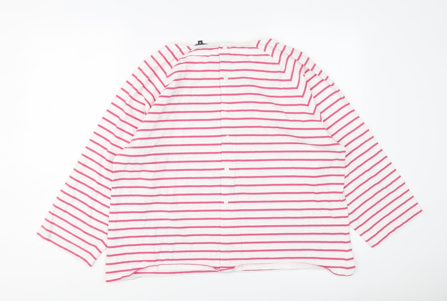 Crew Clothing Womens Pink Striped Cotton Basic T-Shirt Size 18 Round Neck
