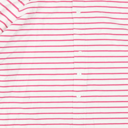 Crew Clothing Womens Pink Striped Cotton Basic T-Shirt Size 18 Round Neck