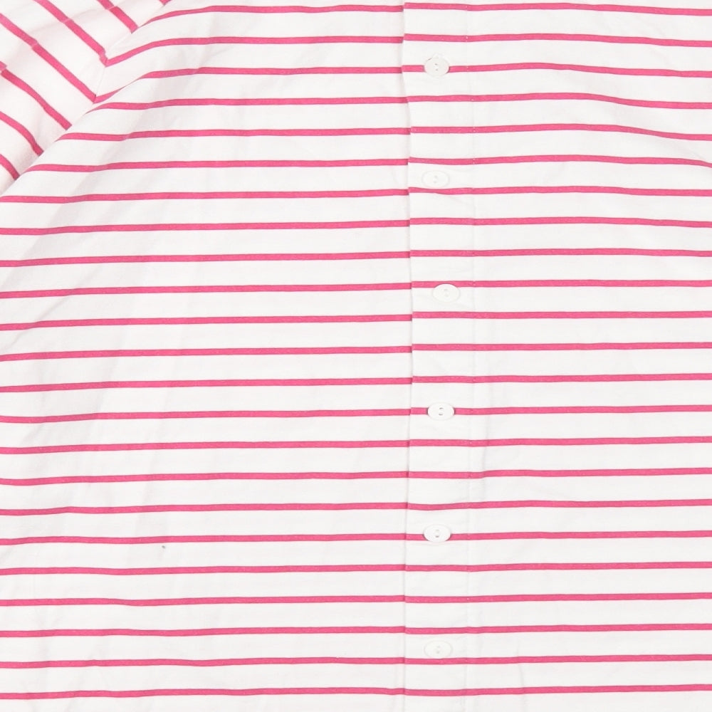 Crew Clothing Womens Pink Striped Cotton Basic T-Shirt Size 18 Round Neck