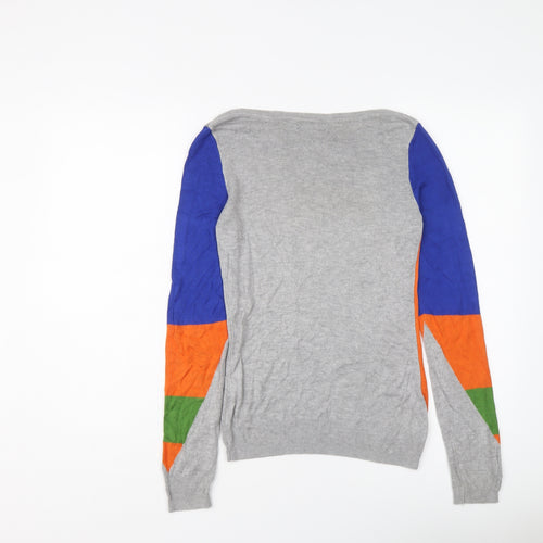 Carry Young Womens Multicoloured Round Neck Geometric Viscose Pullover Jumper Size S