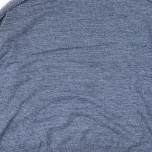 Marks and Spencer Mens Blue Round Neck Cotton Full Zip Jumper Size XL Long Sleeve