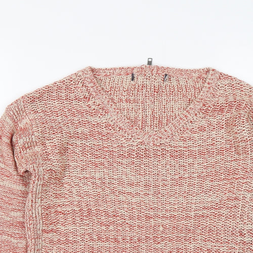 Marks and Spencer Womens Red V-Neck Acrylic Pullover Jumper Size 8