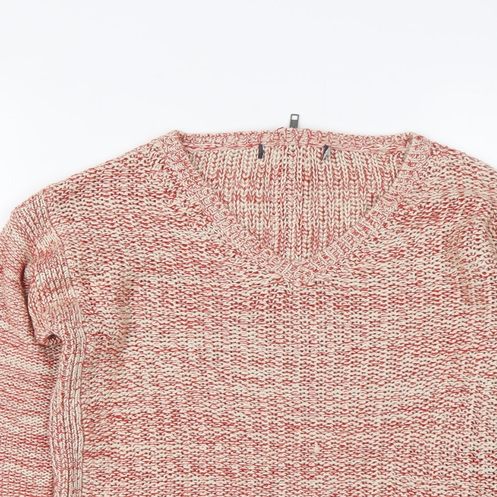 Marks and Spencer Womens Red V-Neck Acrylic Pullover Jumper Size 8