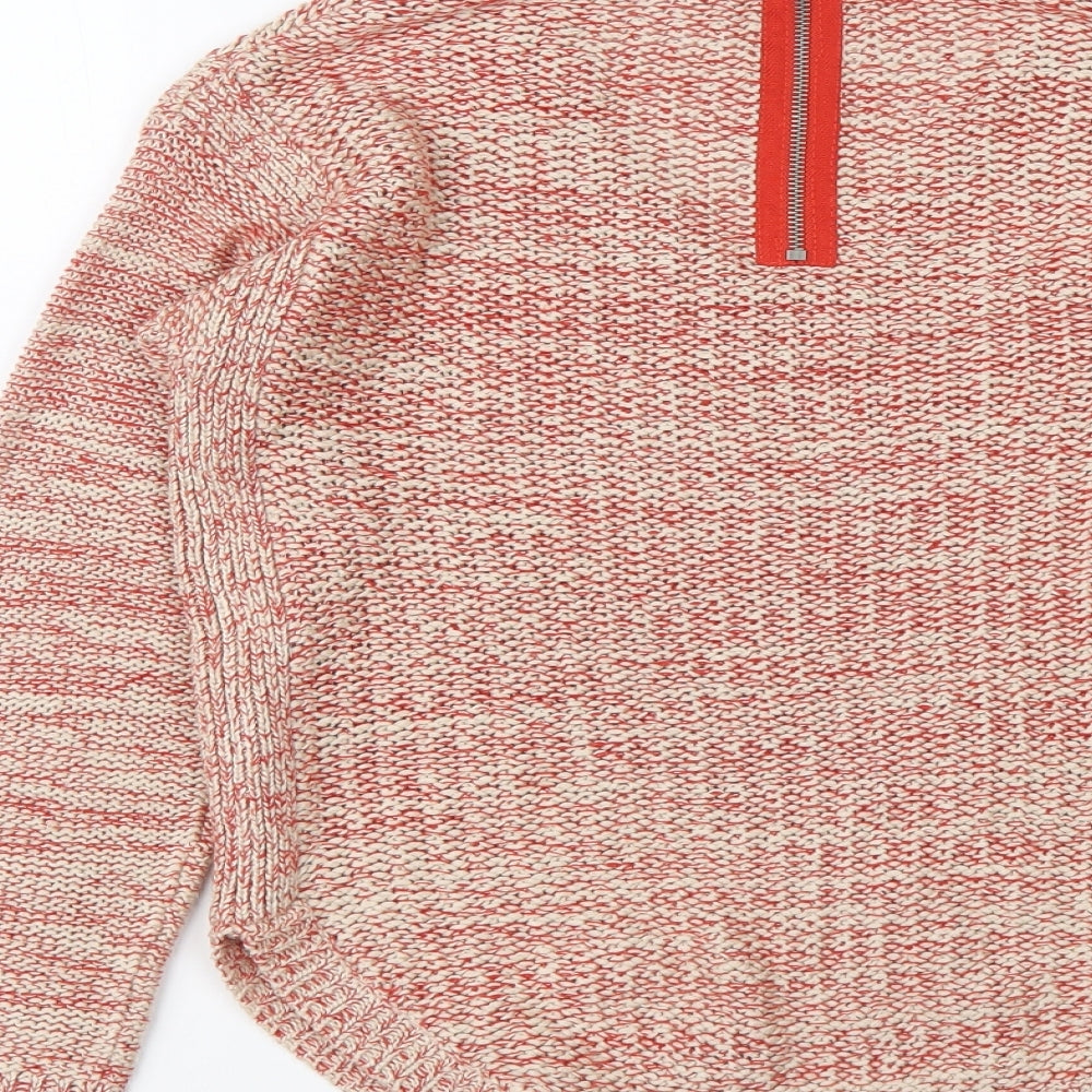 Marks and Spencer Womens Red V-Neck Acrylic Pullover Jumper Size 8