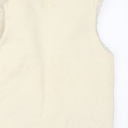 Mexx Womens Ivory Wool Gilet Coatigan Size M Hook & Eye - Cable Knit