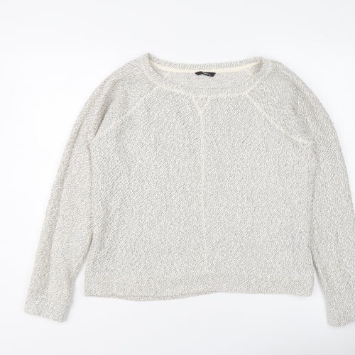 M&Co Womens Grey Round Neck Cotton Pullover Jumper Size 16