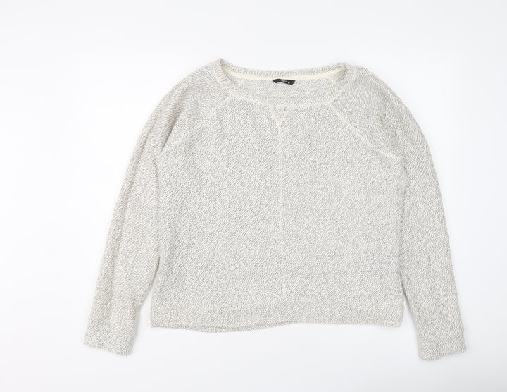 M&Co Womens Grey Round Neck Cotton Pullover Jumper Size 16